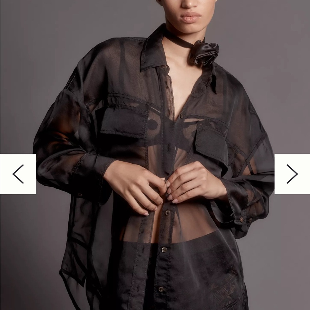 Pilcro Sheer Black Blouse